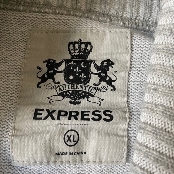 Express Shawl Neck Knit Sweater XL Heather Gray - Picture 6 of 7